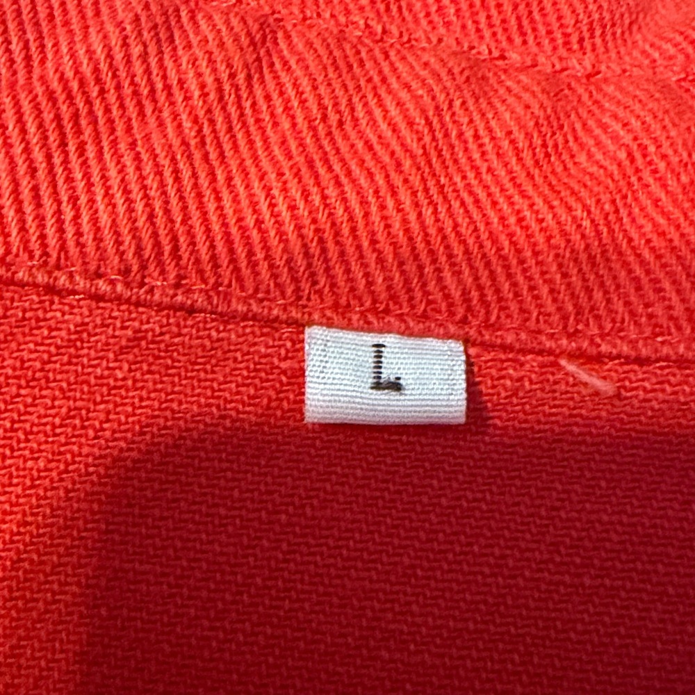 Red Button-Front Frayed Hem Jacket - Picture 2 of 3